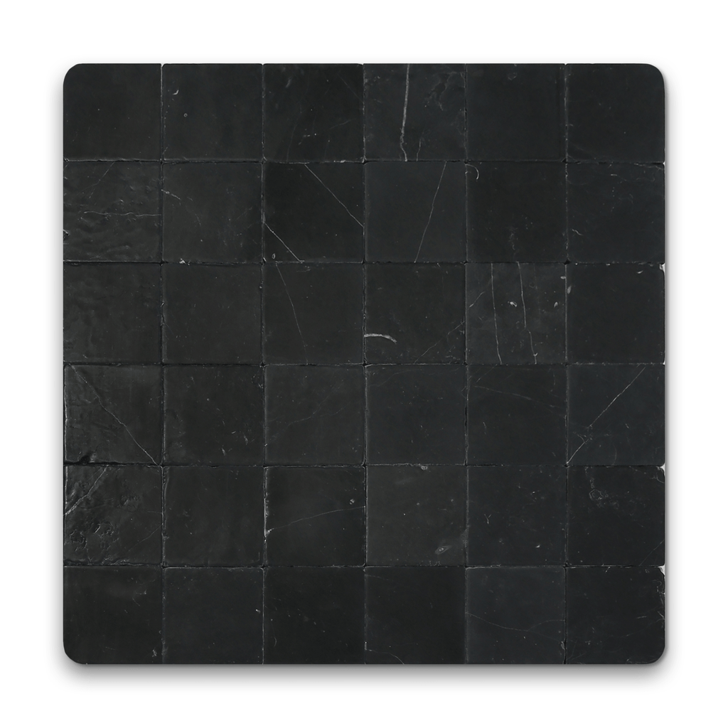 Avant Garde 4x4 Nero Marquina Modern Tumbled Square Tile