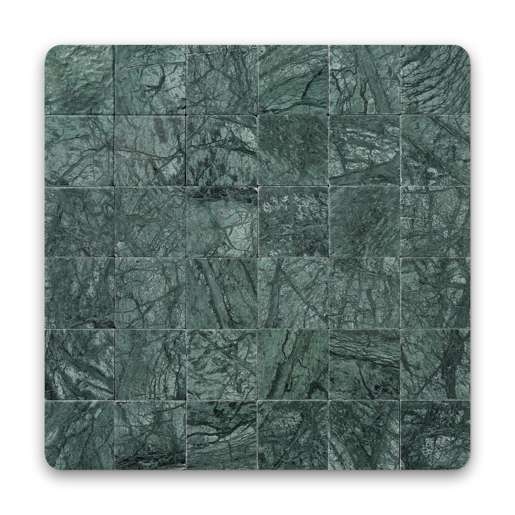 Avant Garde 4x4 Verde Reale Modern Tumbled Square Tile