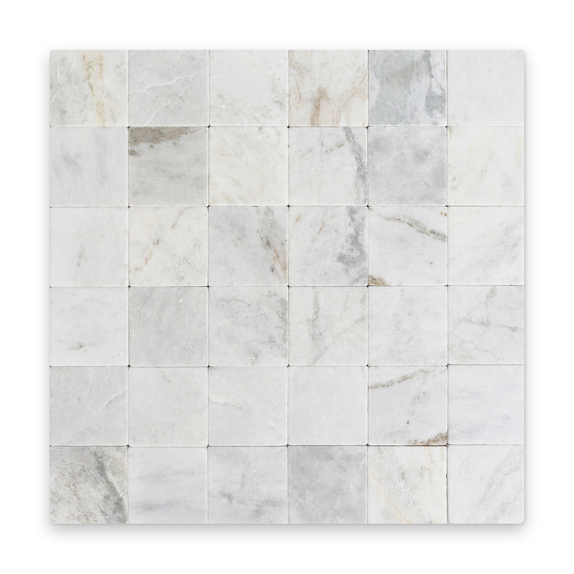 Avant Garde 4x4 Daphne White Modern Tumbled Square Tile