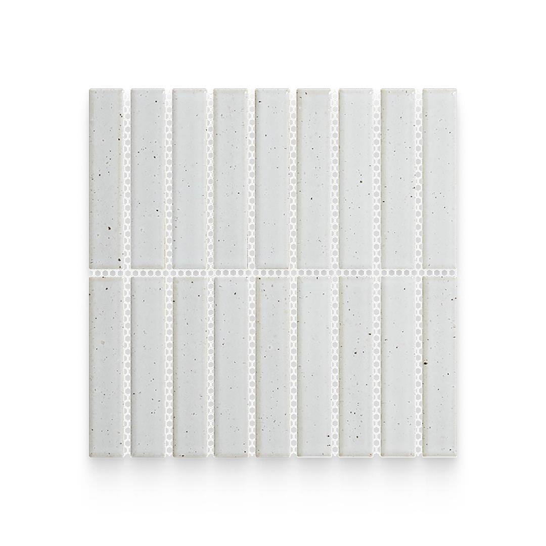 Suna 1.1x5.71 Powder White Glossy Stacked Mosaic