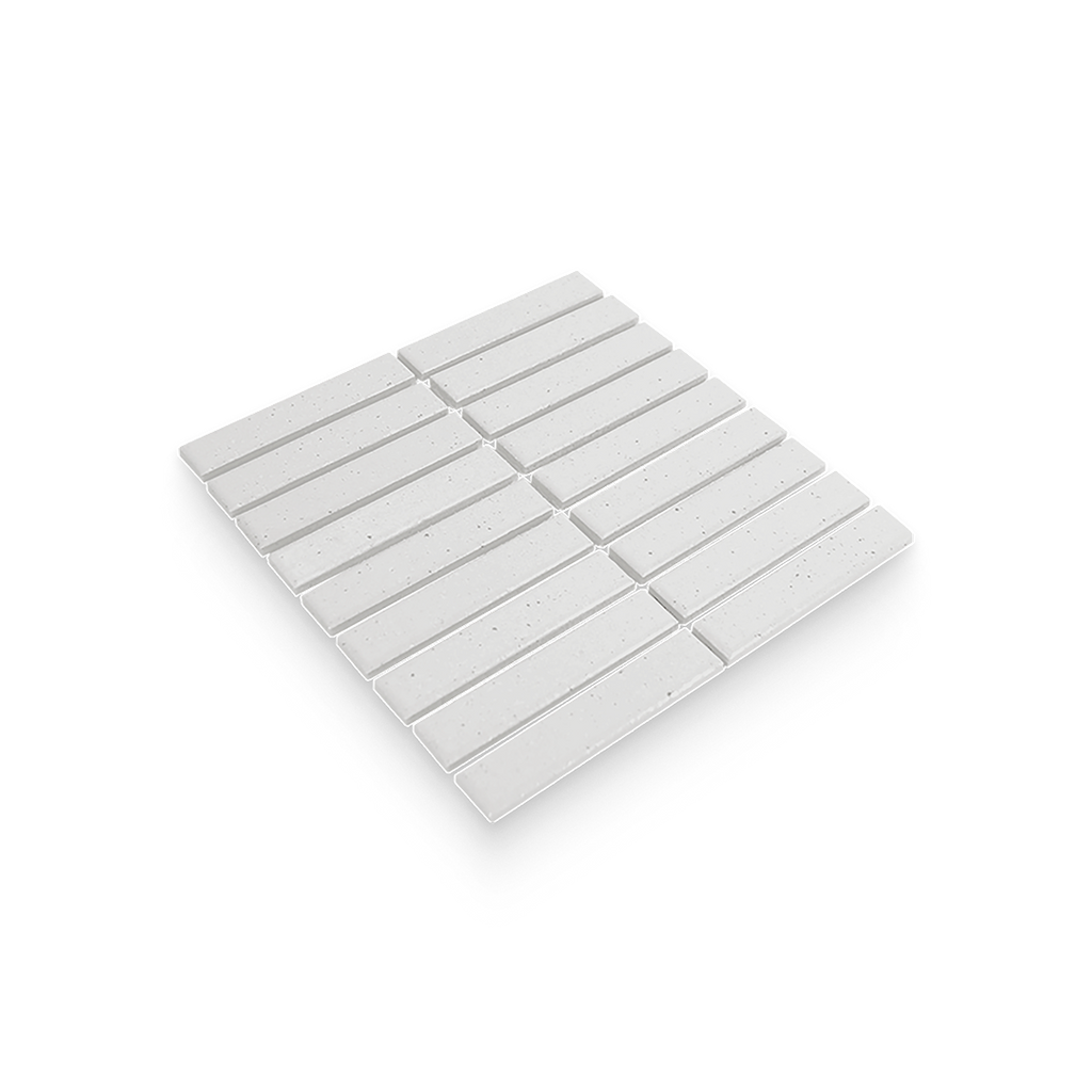 Suna 1.1x5.71 Powder White Glossy Stacked Mosaic