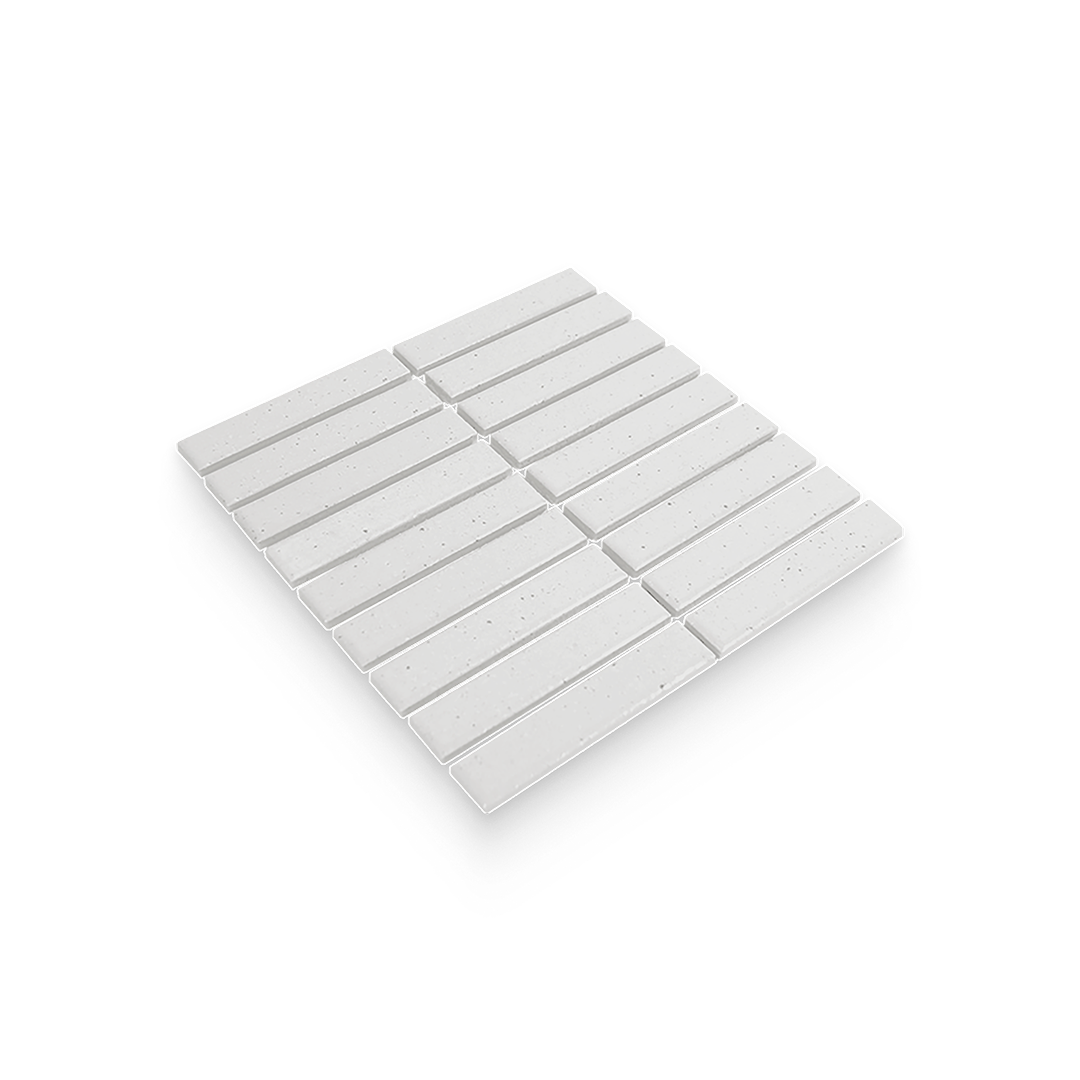 Suna 1.1x5.71 Powder White Glossy Stacked Mosaic