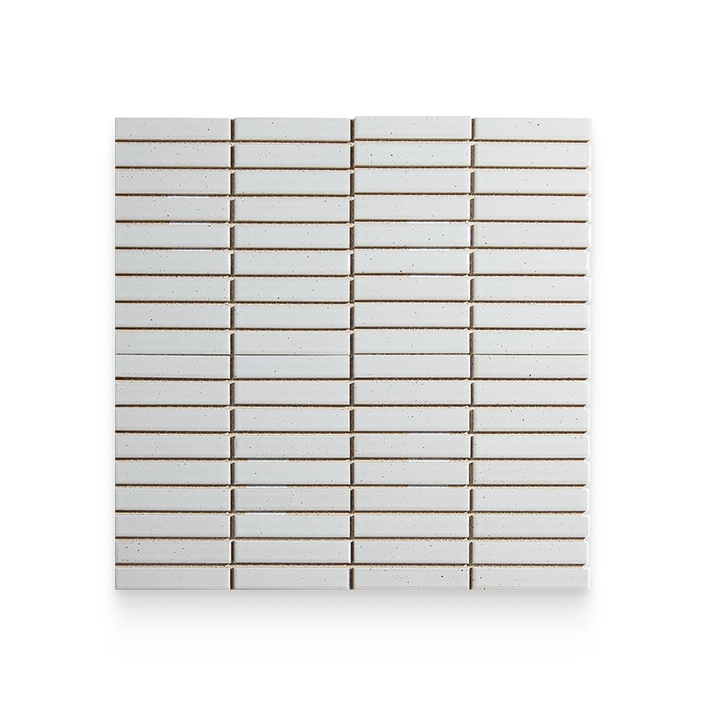 Suna 1.1x5.71 Powder White Glossy Stacked Mosaic