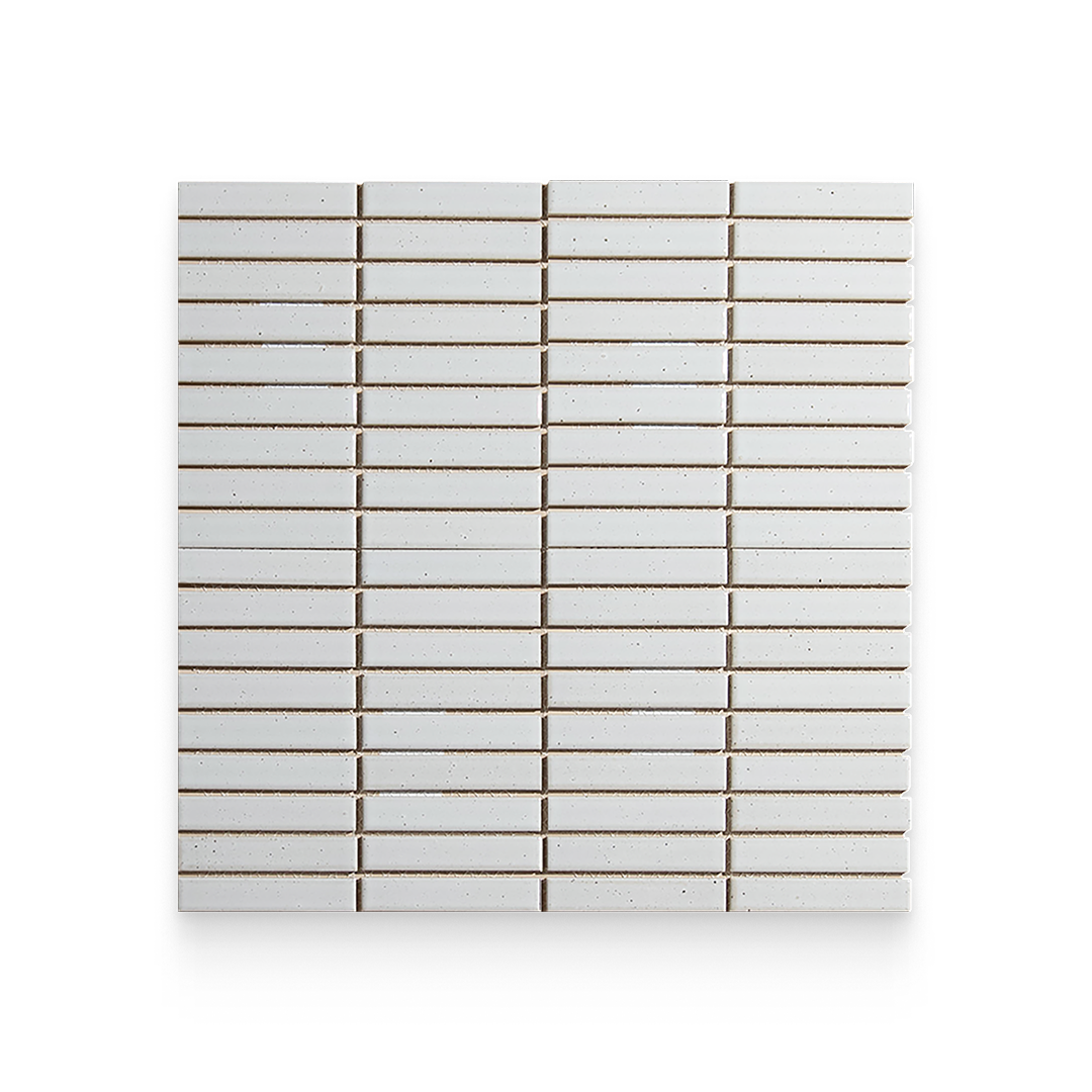 Suna 1.1x5.71 Powder White Glossy Stacked Mosaic