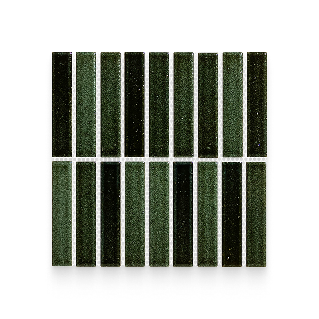 Suna 1.1x5.71 Garden Green Glossy Stacked Mosaic