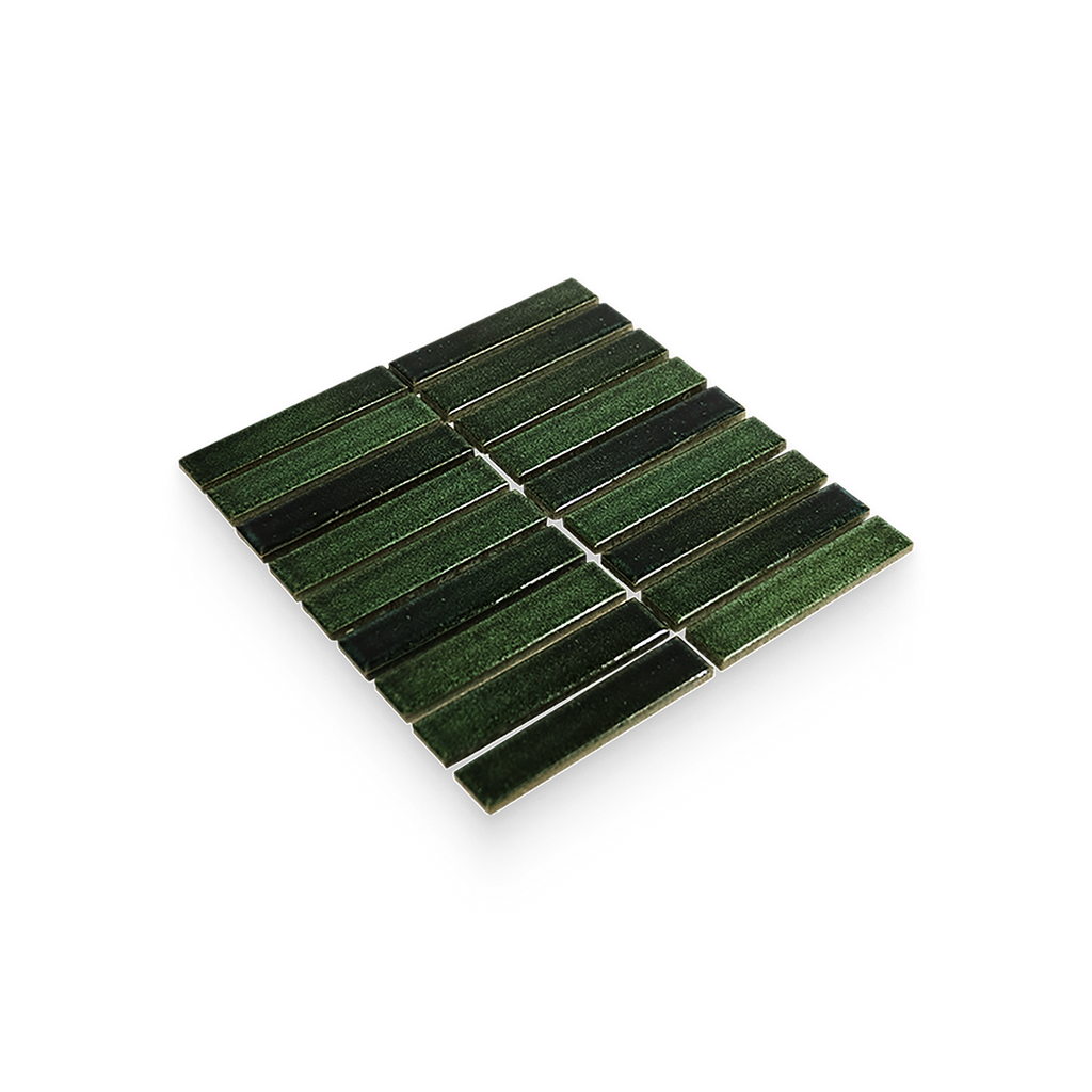 Suna 1.1x5.71 Garden Green Glossy Stacked Mosaic