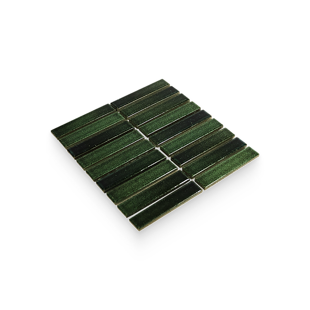 Suna 1.1x5.71 Garden Green Glossy Stacked Mosaic