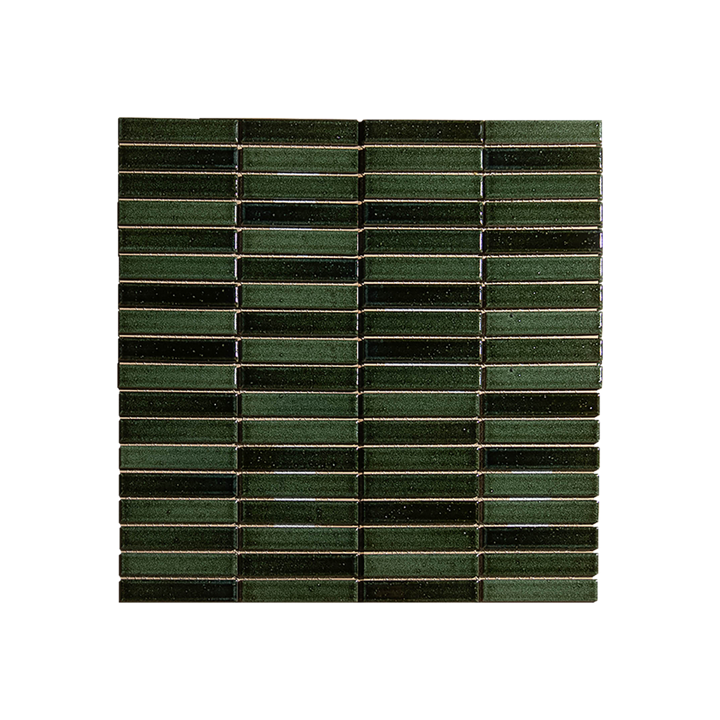 Suna 1.1x5.71 Garden Green Glossy Stacked Mosaic