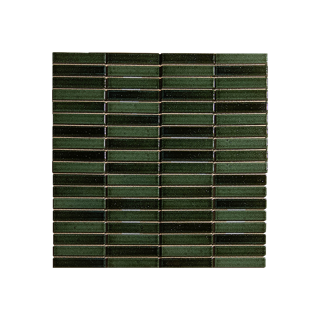Suna 1.1x5.71 Garden Green Glossy Stacked Mosaic