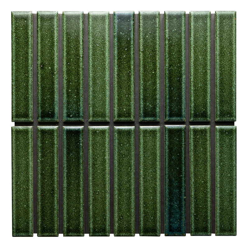 Suna 1.1x5.71 Garden Green Glossy Stacked Mosaic