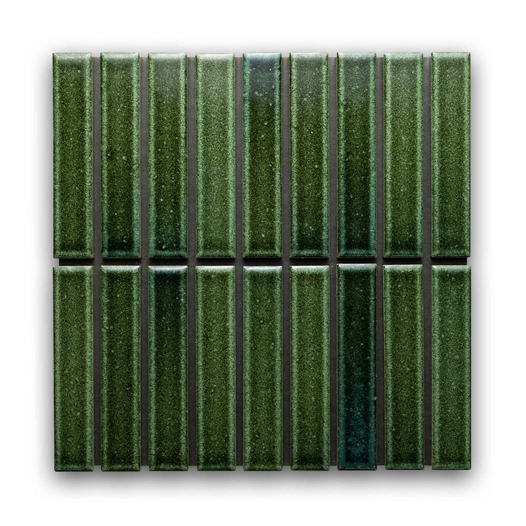 Suna 1.1x5.71 Garden Green Glossy Stacked Mosaic
