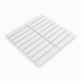 Suna 1.1x5.71 Powder White Glossy Stacked Mosaic