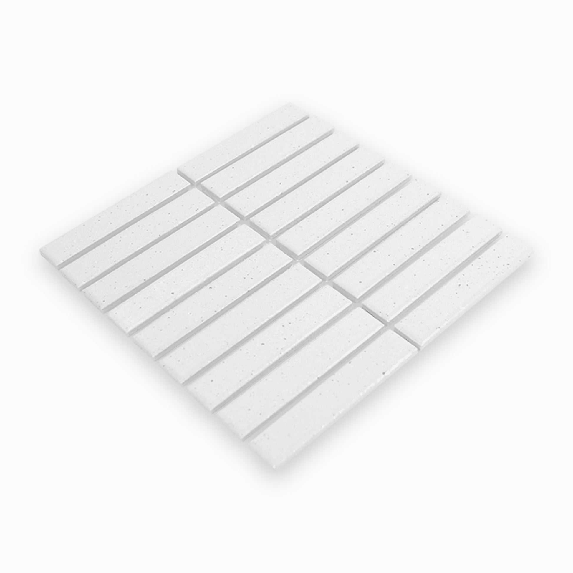 Suna 1.1x5.71 Powder White Glossy Stacked Mosaic