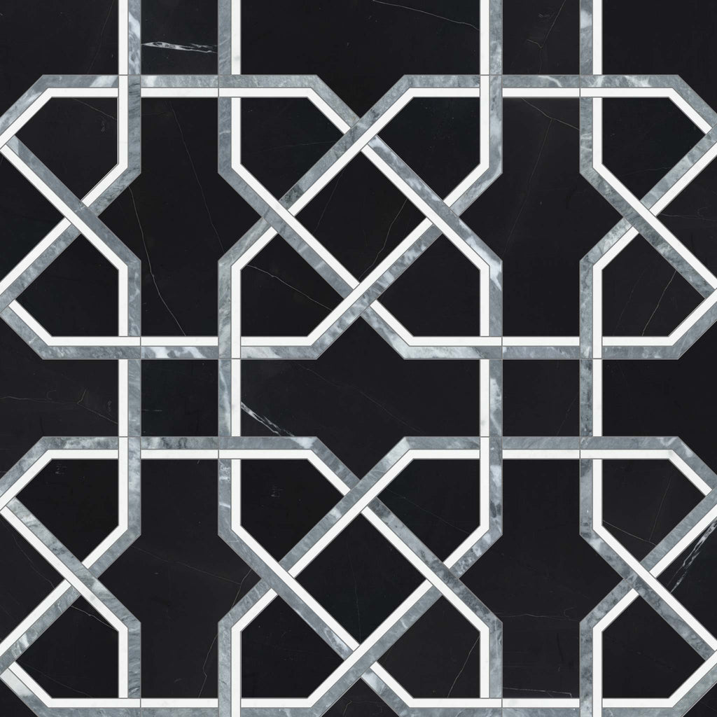 Tapestry Monochromo Polished w/ Honed Accents Mosaic