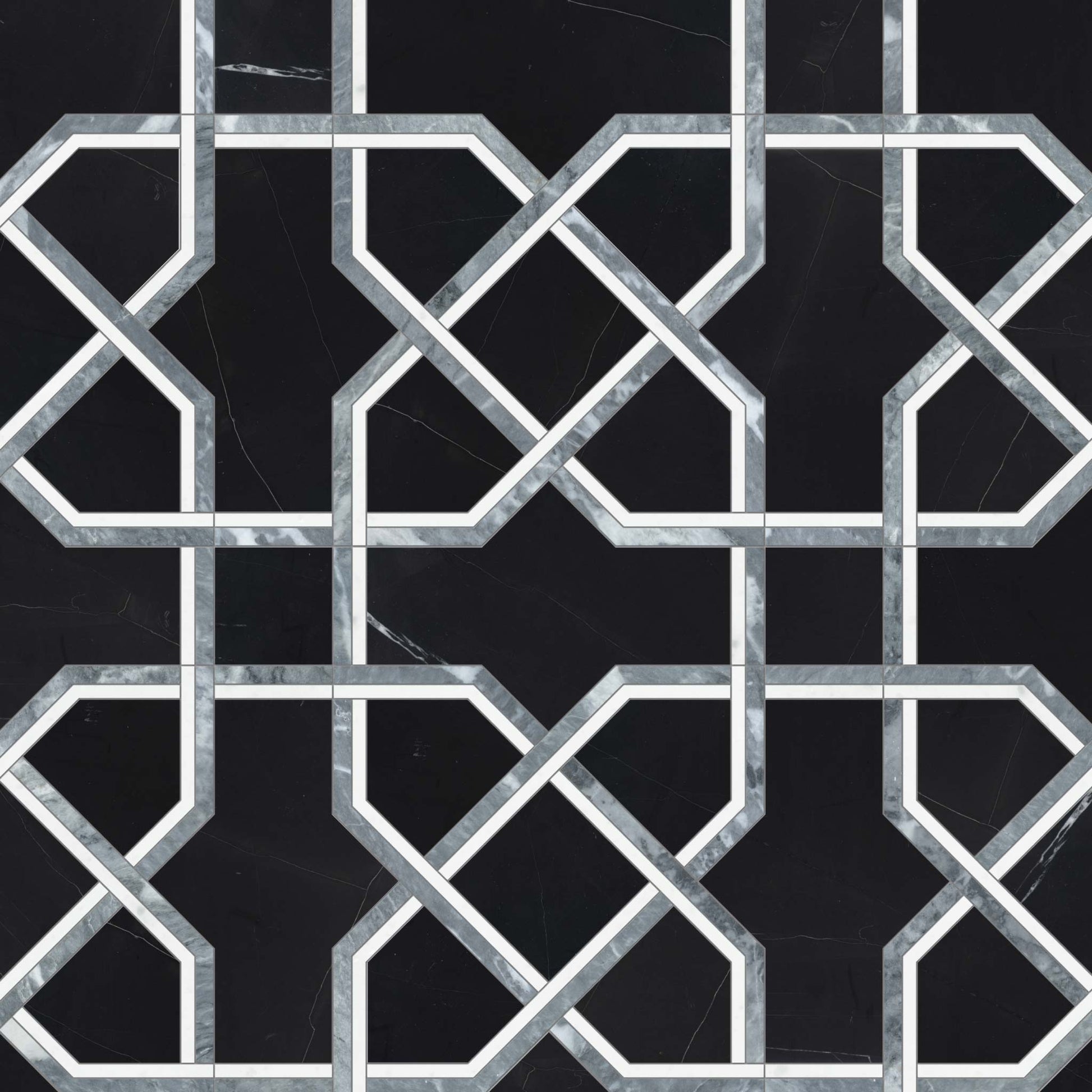 Tapestry Monochromo Polished w/ Honed Accents Mosaic