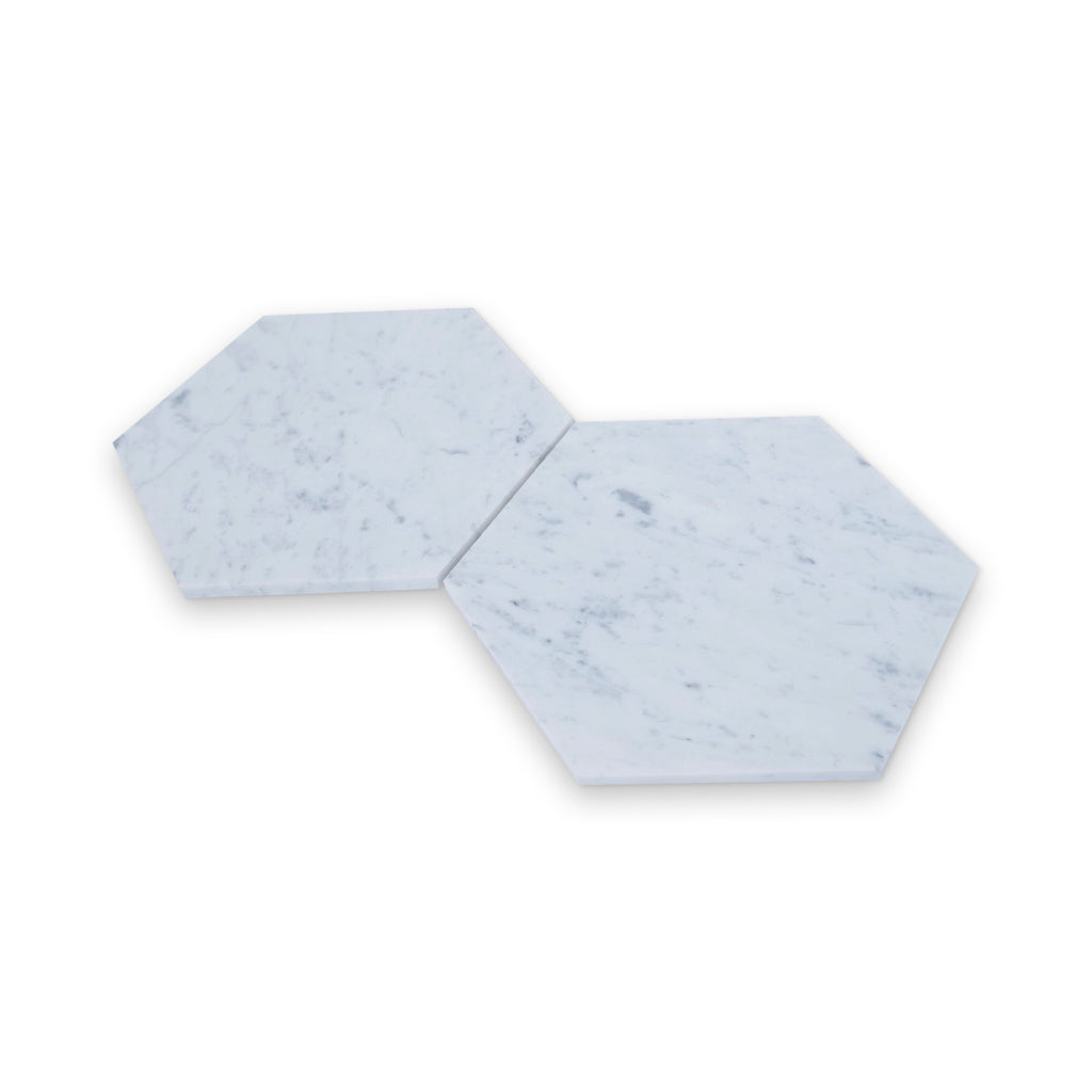 10x10 Carrara White Honed Hexagon Tile