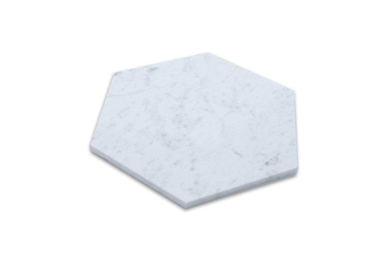10x10 Carrara White Honed Hexagon Tile