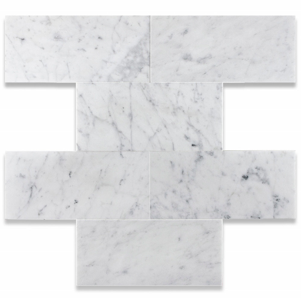 6x12 Carrara White Honed Rectangle Tile
