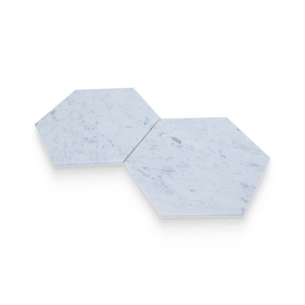 6x6 Carrara White Polished Hexagon Tile