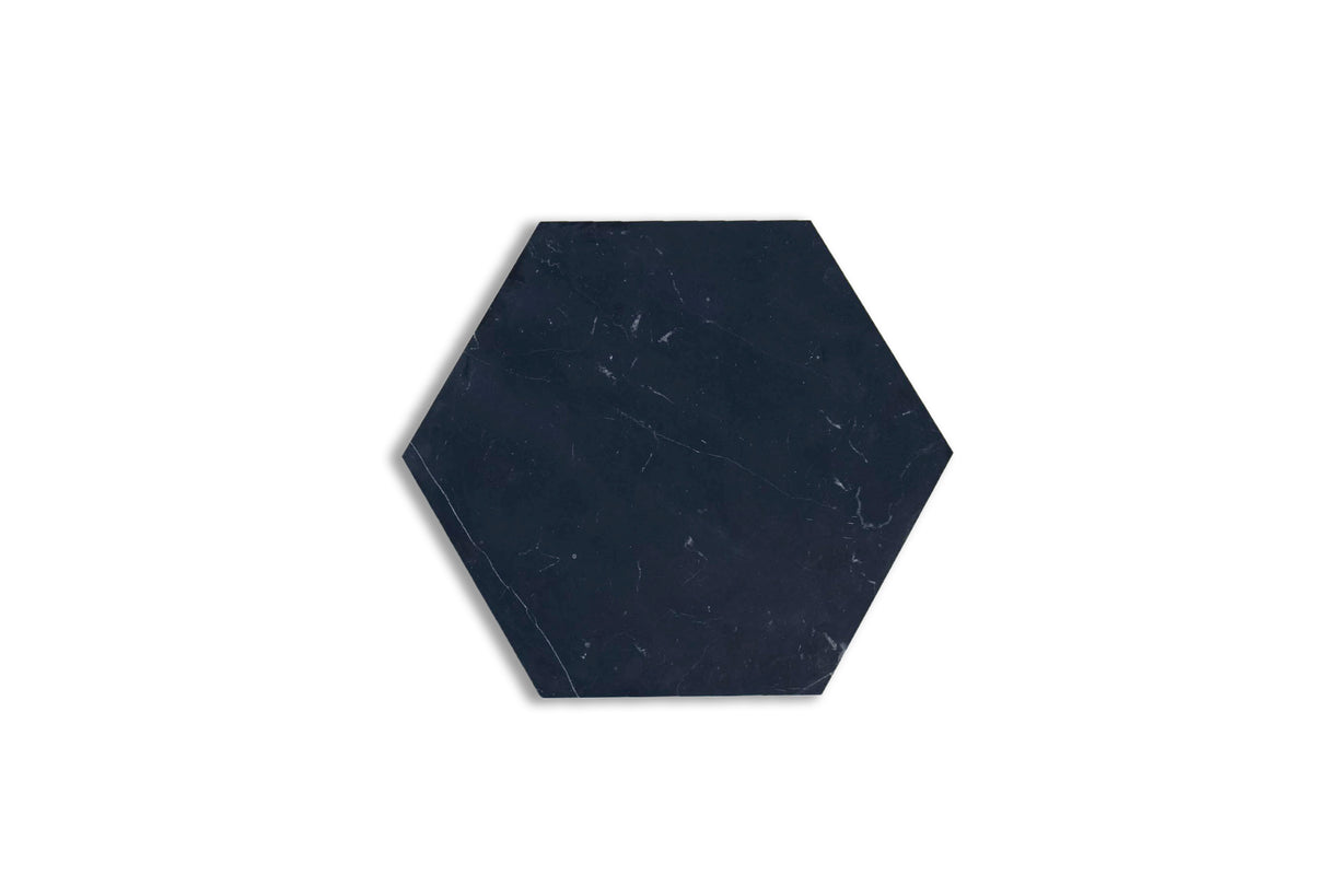 10x10 Nero Marquina Honed Hexagon Tile