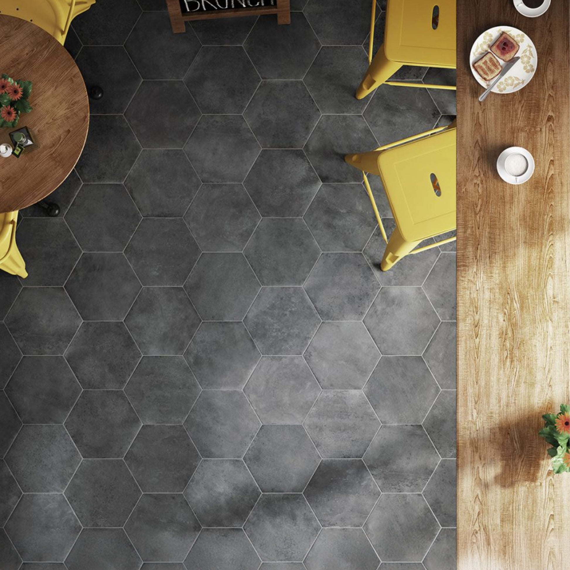 Studio 11.5x10 Charcoal Matte Hexagon Tile