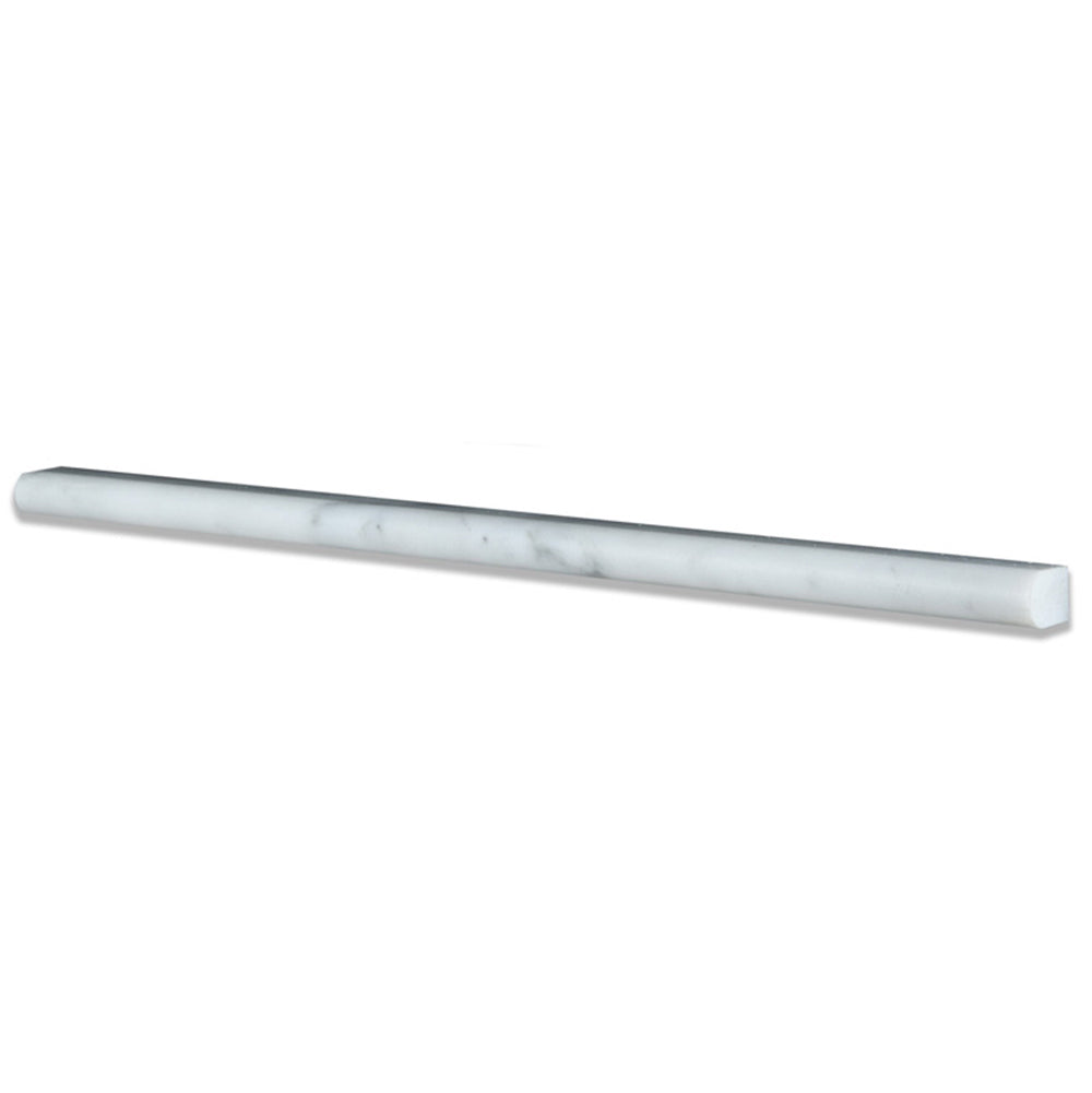 0.5x12 Carrara White Honed Pencil Trim