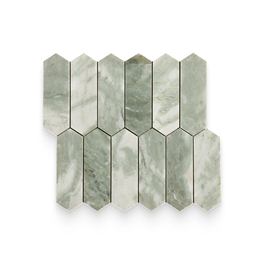 2x6 Verde Matcha Honed Picket Mosaic