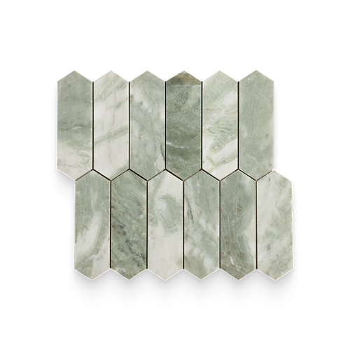 2x6 Verde Matcha Honed Picket Mosaic – Stone Products Unlimited