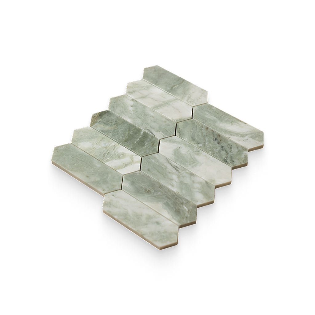 2x6 Verde Matcha Honed Picket Mosaic