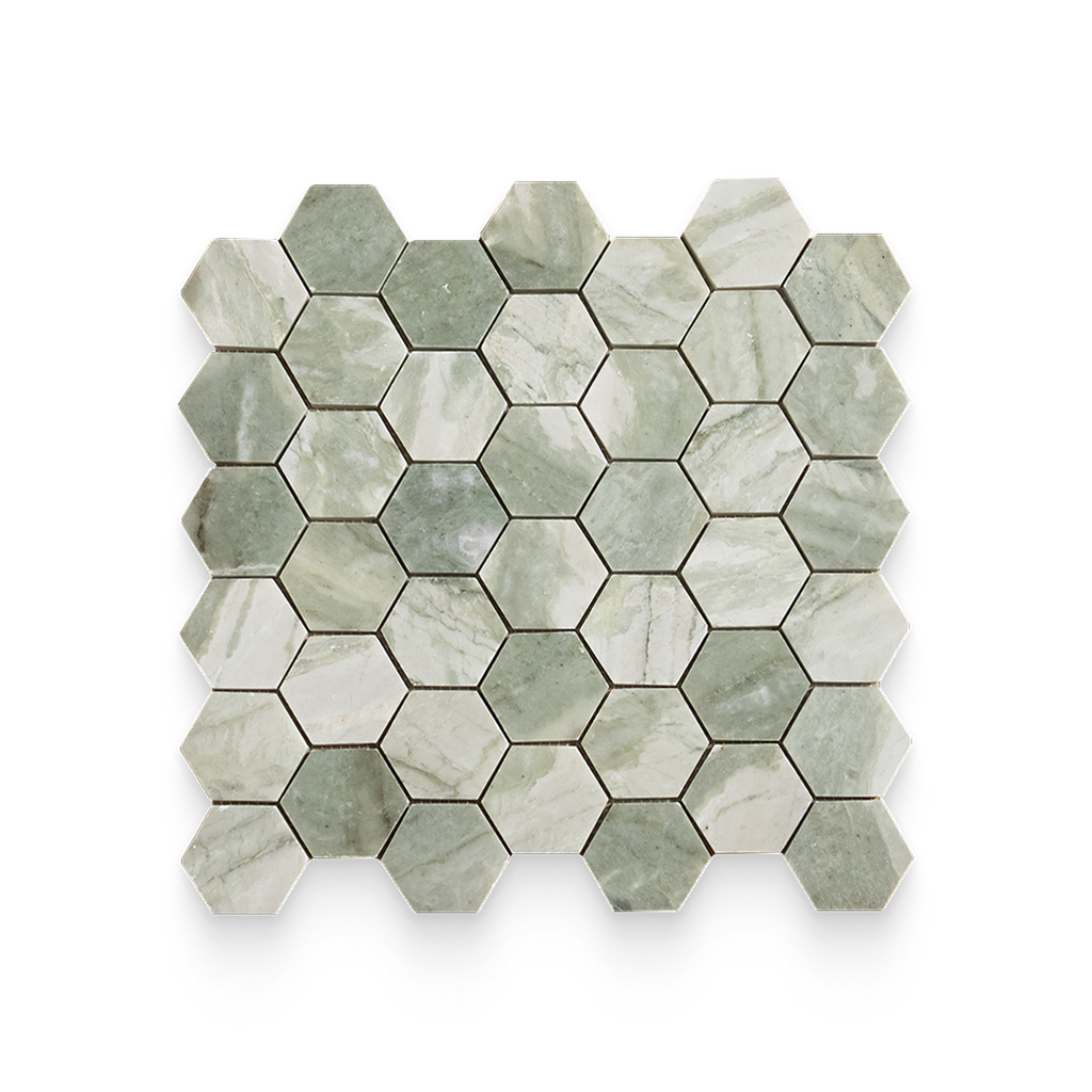 2x2 Verde Matcha Honed Hexagon Mosaic