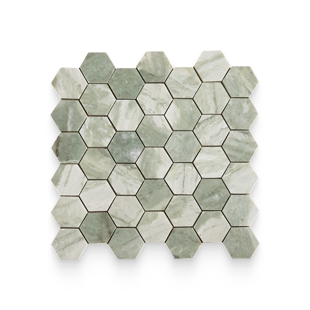 2x2 Verde Matcha Honed Hexagon Mosaic