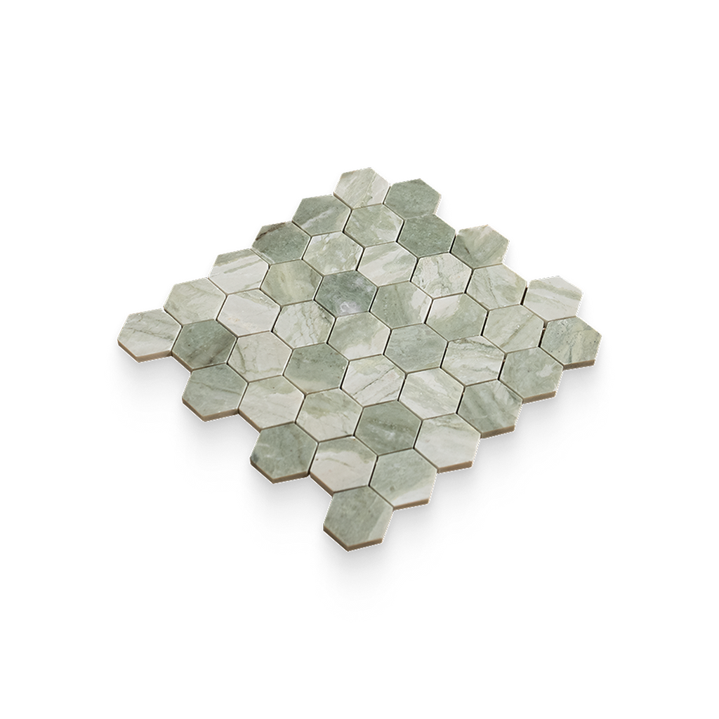2x2 Verde Matcha Honed Hexagon Mosaic