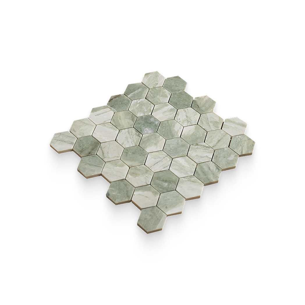 2x2 Verde Matcha Honed Hexagon Mosaic
