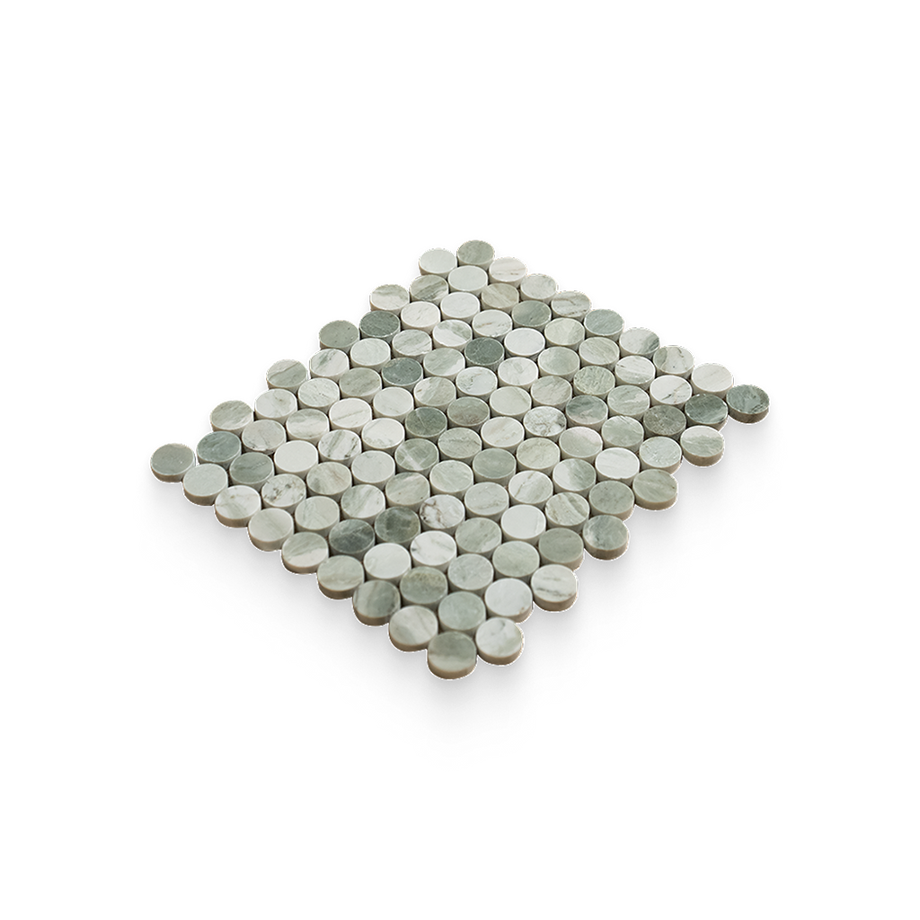 1.25x1.25 Verde Matcha Honed Penny Round Mosaic