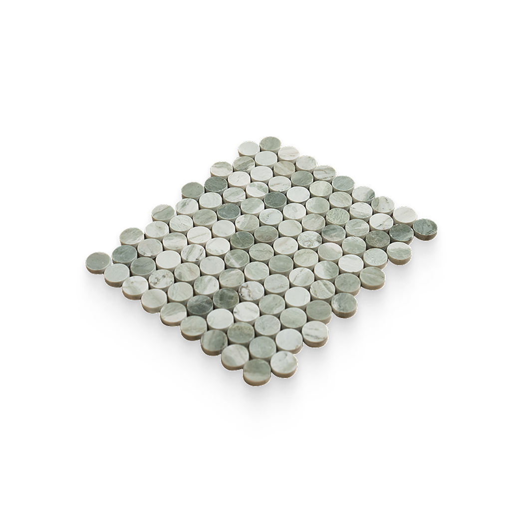 1.25x1.25 Verde Matcha Honed Penny Round Mosaic