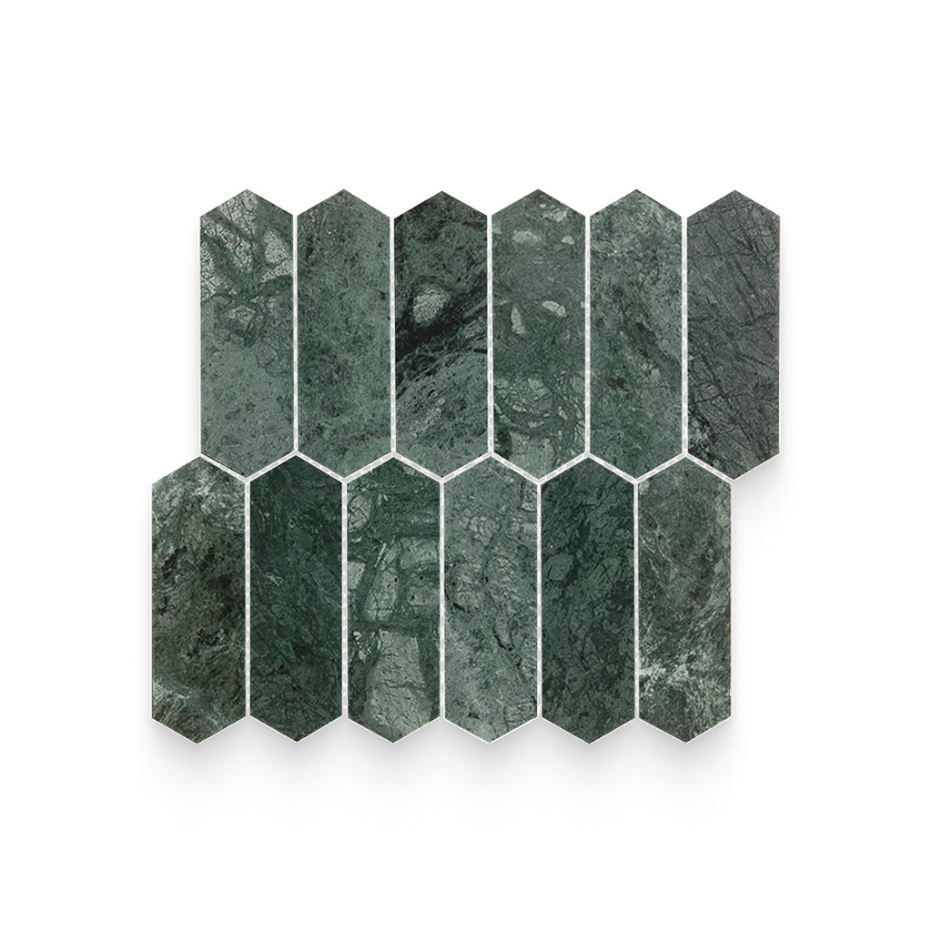 2x6 Verde Reale Polished Picket Mosaic