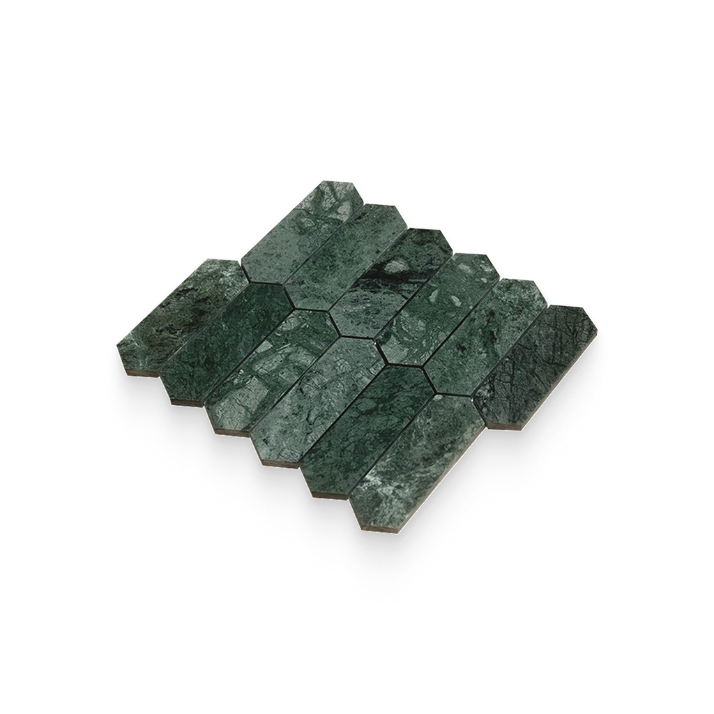 2x6 Verde Reale Polished Picket Mosaic