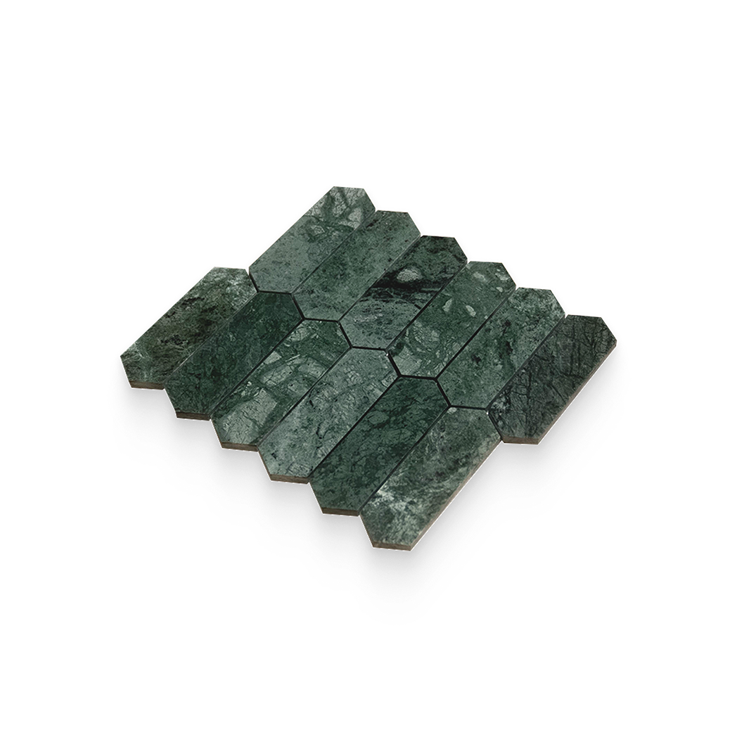 2x6 Verde Reale Polished Picket Mosaic