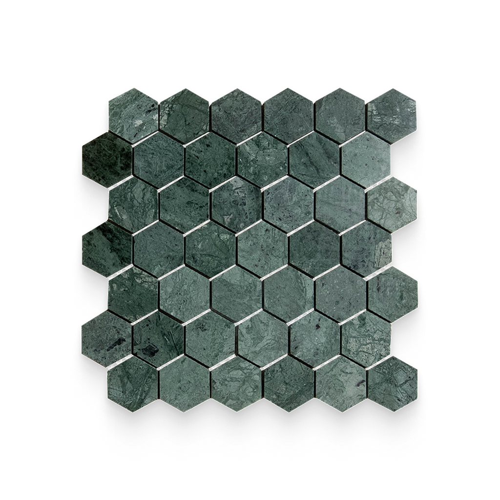 2x2 Verde Reale Polished Hexagon Mosaic