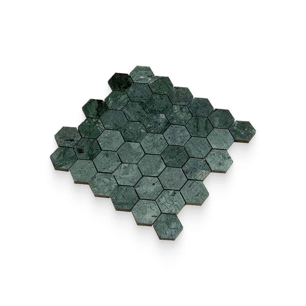 2x2 Verde Reale Polished Hexagon Mosaic