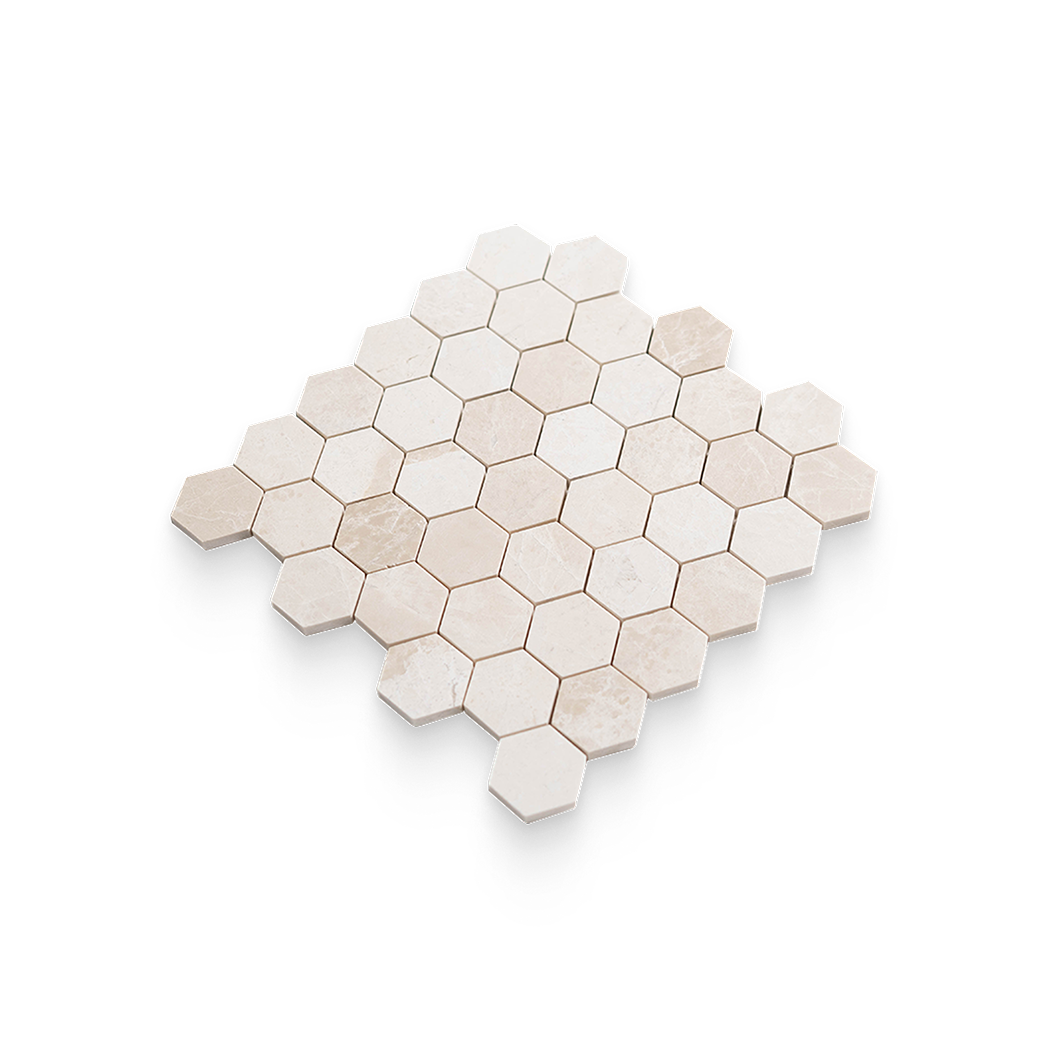 2x2 Vanilla Cream Honed Hexagon Mosaic
