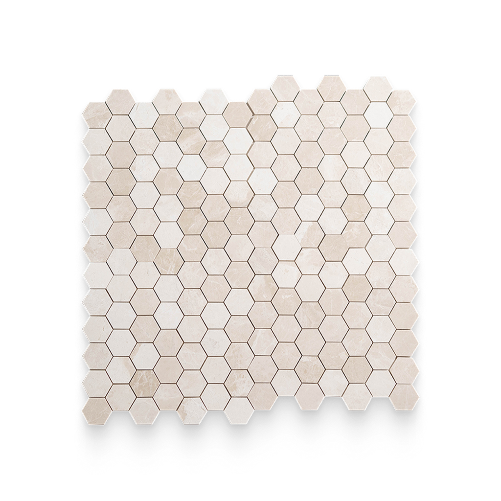 2x2 Vanilla Cream Honed Hexagon Mosaic