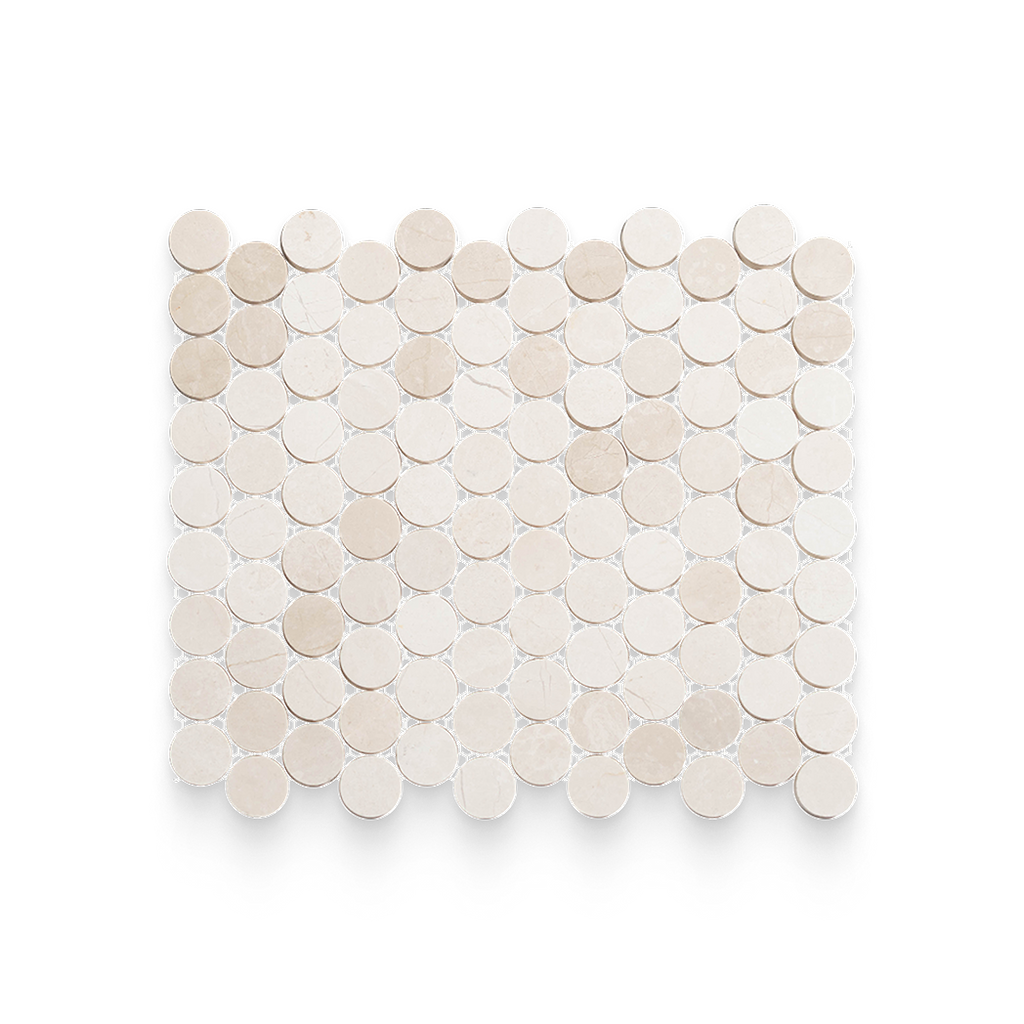 1.25x1.25 Vanilla Cream Honed Penny Round Mosaic