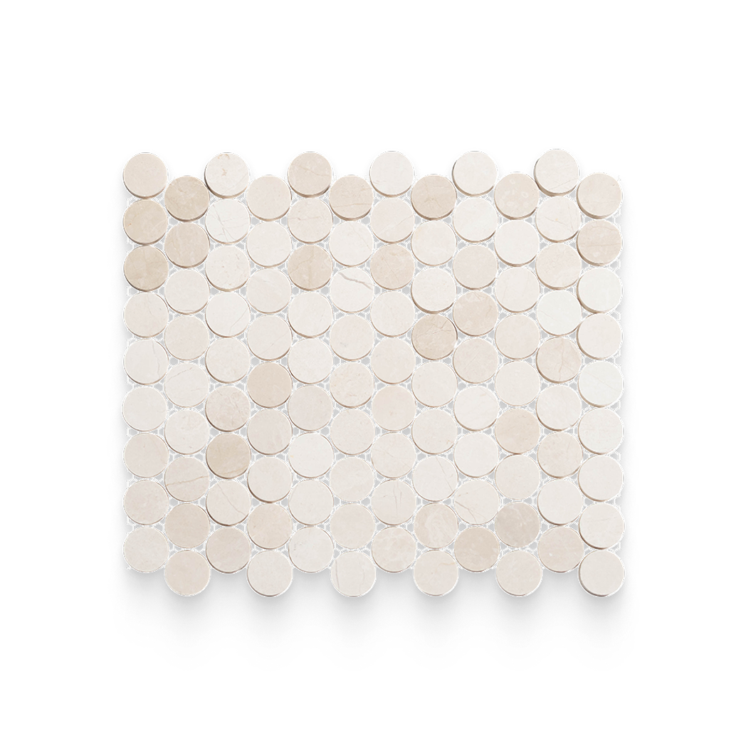 1.25x1.25 Vanilla Cream Honed Penny Round Mosaic