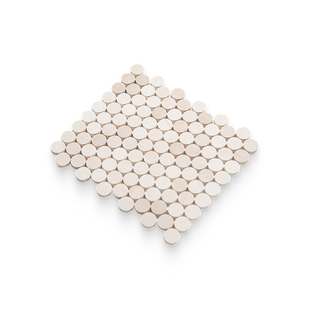 1.25x1.25 Vanilla Cream Honed Penny Round Mosaic