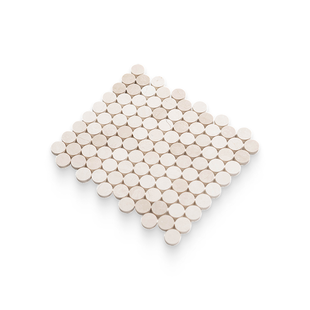 1.25x1.25 Vanilla Cream Honed Penny Round Mosaic