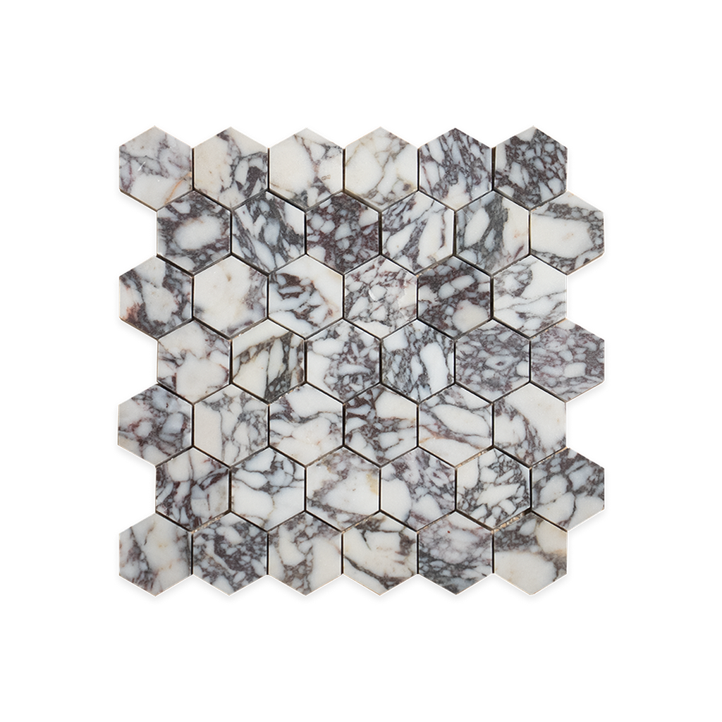 2x2 Viola Honed Hexagon Mosaic
