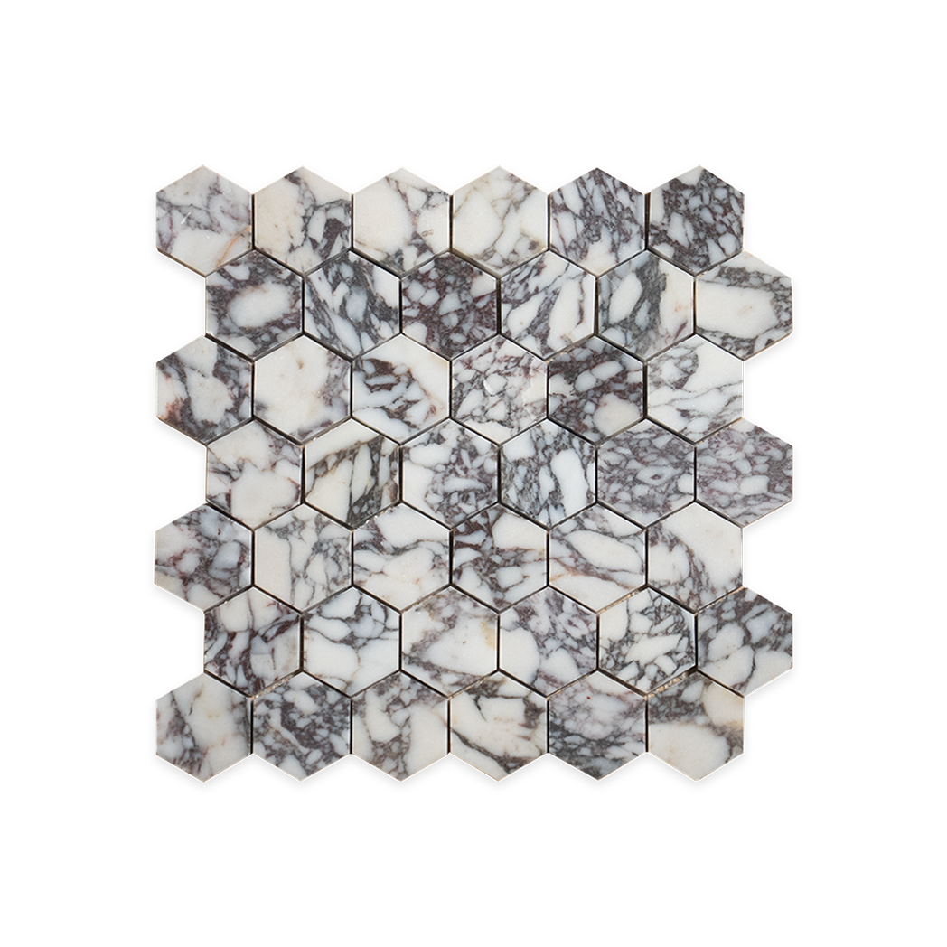 2x2 Viola Honed Hexagon Mosaic