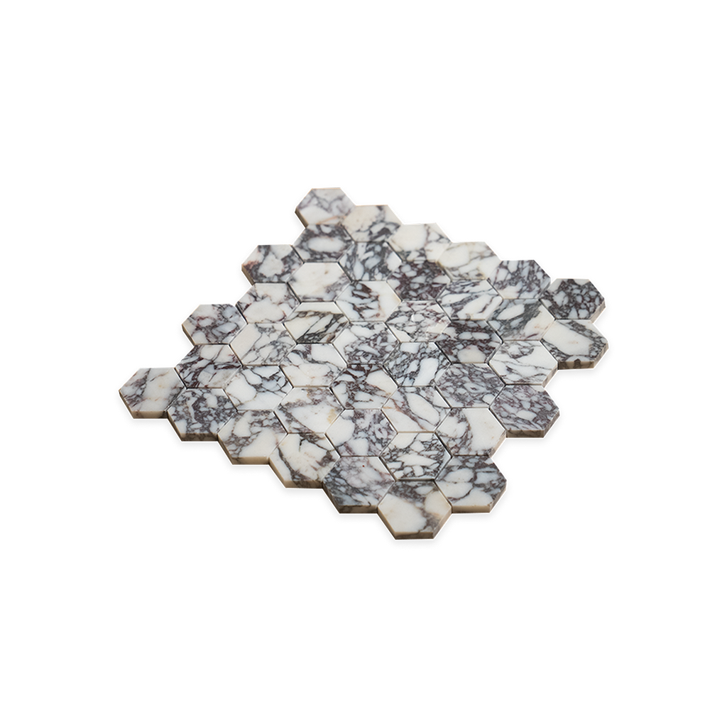 2x2 Viola Honed Hexagon Mosaic