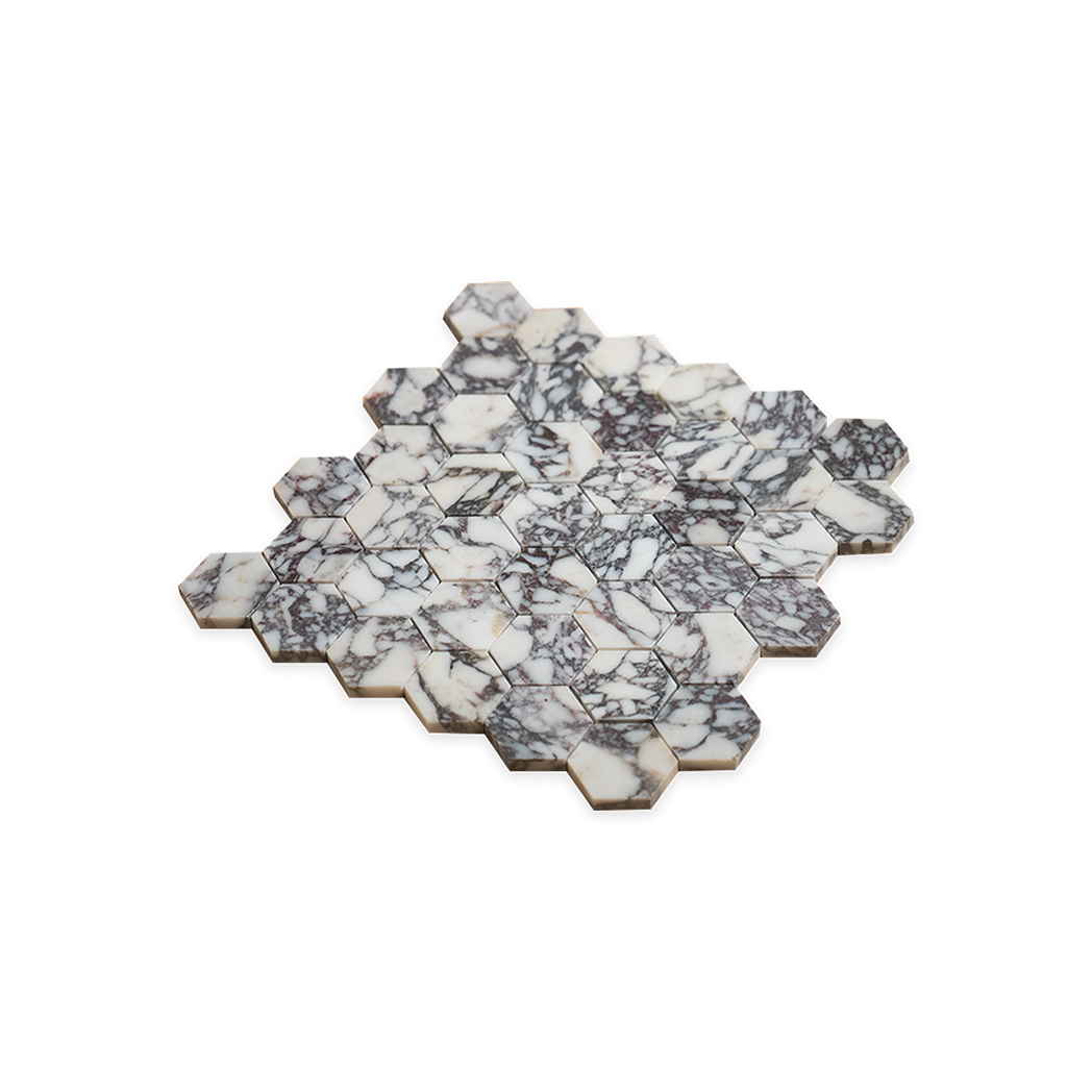 2x2 Viola Honed Hexagon Mosaic